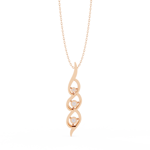Pendentif en or rose 10K 14K 18K en spirale avec trois diamants ronds brillants cultivés en laboratoire, collier au design moderne en forme d'infini torsadé - Product Image 4