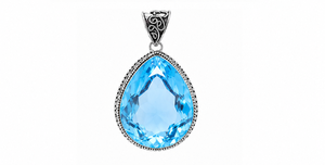 Blue Topaz Sterling Silver Pendant, Pear Shape Blue Topaz <b>Necklace</b>, December Birthstone Jewelry, Handmade Gemstone Gift for Her - Product Image 3
