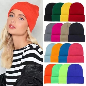 Fashionable Custom Embroidery Logo Solid Color <b>Warm</b> Winter Beanie Knit <b>Hat</b> - Product Image 5