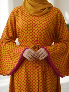 Abaya en coton pour femme, col rond, manches longues, longueur au sol, silhouette ample évasée, respirante, séchage rapide, légère, pour tenue décontractée ou de soirée - Product Image 2