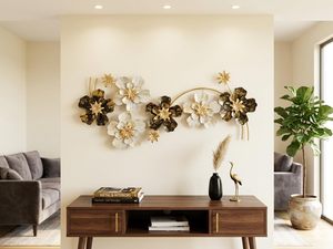 3D Metal <b>Flower</b> <b>Wall</b> Art Gold and Black Iron Modern Contemporary Botanical Theme Matte with Antique Gold Finish Indoor Wal - Product Image 4