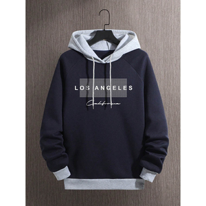 <span class=keywords><strong>Felpa</strong></span> Rossa con Cappuccio da Uomo con Stampa <span class=keywords><strong>Los</strong></span> <span class=keywords><strong>Angeles</strong></span>, Abbigliamento Casual Autunnale, Vestibilità Regolare, in Cotone Lavorato a Maglia, Manica Lunga, Logo Frontale - Product Image 5