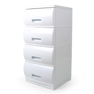 Cajonera Apilable de Plástico Blanco de 4 Niveles para Bebés, Armario de Almacenamiento para Guardería, Torre de Almacenamiento para Ropa y Juguetes en la Habitación de los Niños - Product Image 1