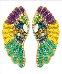 Pendientes de cuentas hechos a mano, coloridos, bordados, colgantes, para mujeres y niñas, pendientes para el festival Mardi Gras - Product Image 2