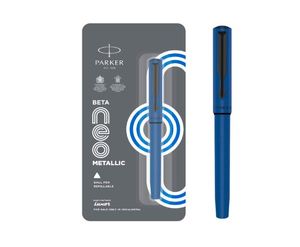 Stylo à bille Parker Beta Neo bleu métallisé, encre bleue, parfait pour les étudiants et les professionnels actifs - Product Image 2