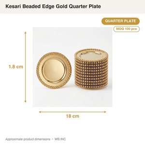 Assiette de service 18 cm en acier inoxydable SS304, faite à la main, avec bordure perlée Kesari et finition PVD Or Champagne, pour la décoration de la maison et des hôtels - Product Image 4