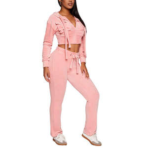 Conjunto Deportivo de Dos Piezas de Terciopelo de Alta Calidad, con Capucha, Estampado, Informal, Transpirable, de Secado Rápido, 100% Nailon, Cortavientos, para Otoño, Venta al Por Mayor - Product Image 4