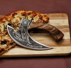 Cuchillo de Damasco Tradicional de Espiga Completa Multiusos, Cuchillo para Cortar Pizza, Hacha para Picar Carne, Cuchillo Utilitario, Cuchillo para Cortar Pizza, Hacha con Funda de Cuero - Product Image 2