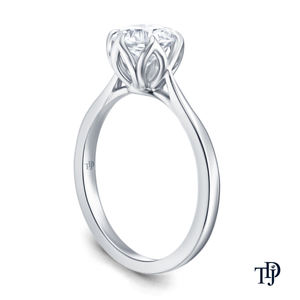 Bague de fiançailles classique en or 10K avec diamant (naturel) serti en griffes et monture en forme de panier de pétales de fleurs OEM - Product Image 2