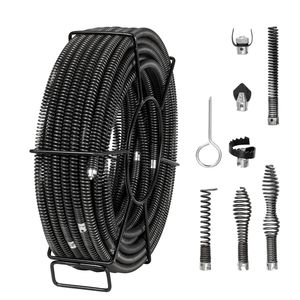 Cavo Professionale per Pulizia Scarichi da 30 Metri x 1,6 cm con 7 Frese per Tubi da 2,0 cm e 9,9 cm, Cavo Sezionale Cavo per Pulizia Tubature - Product Image 5