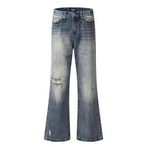 Pantalon en jean vintage délavé pour homme, style crayon, effet moustaches, tendance - Product Image 6