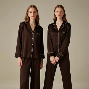 Pijamas de Lujo para Mujer de Modal y Bambú, Manga Larga con Ribete, Pijamas Personalizados, Ropa de Dormir, Conjuntos de Ropa de Estar por Casa para Mujer - Product Image 2