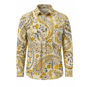 เสื้อเชิ้ตแขนยาวลายพิมพ์เพสลีย์ผ้าฝ้ายสำหรับผู้ชาย สวมใส่สบาย เหมาะสำหรับทำงานและแฟชั่น พิมพ์ลายดิจิทัล - Product Image 2