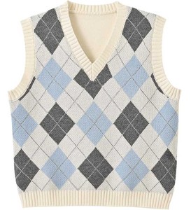 Suéter sin mangas con cuello en V, transpirable y agradable para la piel, suéter de punto a rayas estilo universitario para hombre, cárdigan con botones. - Product Image 1