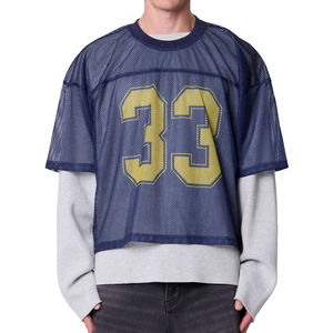 Boxy Fit Mesh <b>Polyester</b> Streetwear Sublimation Screen Print Vintage Oversized Football Soccer Jersey <b>Tshirts</b> for Men - Product Image 1