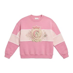 Women's Crewneck Sweatshirt Pullover Long Sleeve Custom Elaborate Crest Embroidery Aesthetic Top Custom Pink Color <b>Block</b> Hoodies - Product Image 2