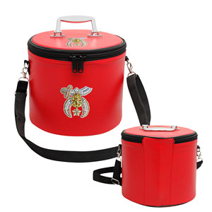 NANBA GROUP Masonic Shriner Fez Hat/Cap <b>Case</b> Imitation Leather Zipper Soft Handle Hand Embroidery Rhinestones Eco-Friendly Large - Product Image 1