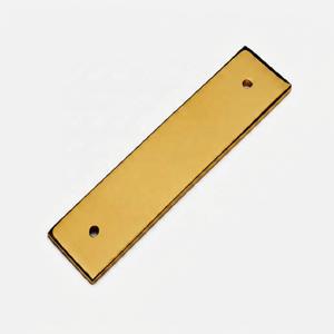 Poignée de meuble moderne rectangulaire en laiton avec plaque arrière, finition dorée, durable, design traditionnel, pour commode et armoire - Product Image 1