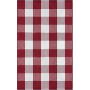 Tappeto a Quadri Buffalo 27.5x43 Pollici Rosso e Bianco in Cotone Intrecciato Lavabile per Decorazioni Natalizie, di Halloween e Autunnali - Product Image 1