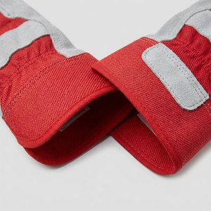 Gants de soudure en cuir de vachette de haute qualité, rouge et gris, avec dos en tissu de coton, robustes, pour travaux industriels et sécurité. - Product Image 6