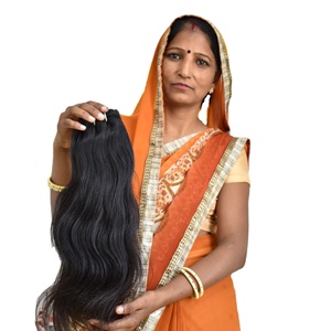 Extensiones de cabello indio virgen alineado con cutícula cruda 100%, mechones rectos negros procesados químicamente, sin cabello humano vietnamita - Product Image 1