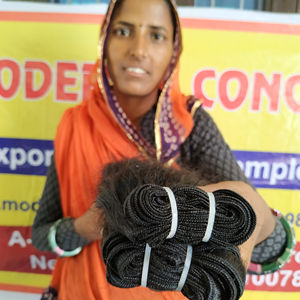 100% pas cher vierge indienne femme Machine trame naturel Double faisceaux Temple cheveux humains meilleure qualité ondulés cheveux humains - Product Image 3