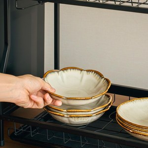 Bol en céramique UO de luxe en forme de pétale, taille personnalisée, ouverture large, compatible micro-ondes, style vintage, luxe léger, rétro, pour légumes, fruits et salades - Product Image 3