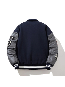 Custom Varsity <b>Jacket</b> Wool Body <b>Leather</b> Sleeves Letter Embroidery Hip Hop <b>Winter</b> Coat OEM - Product Image 6