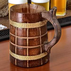 Jarra de Cerveza de Madera Hecha a Mano, con Acabado Sheesham, Estilo Barril, Ligera y Duradera, para Cerveza Artesanal - Product Image 1