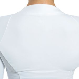 เสื้อแจ็คเก็ตออกกำลังกายสำหรับผู้หญิง สีขาว ซิปยาว มีรูสำหรับนิ้วโป้ง แขนยาว น้ำหนักเบา ยืดหยุ่น เหมาะสำหรับโยคะ ฟิตเนส วิ่ง และเล่นกีฬา - Product Image 5