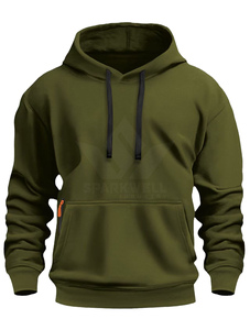 Sudadera con capucha gris para hombre, corte regular, color sólido, algodón French Terry, informal, para otoño, con bolsillo frontal y cordón ajustable. - Product Image 3