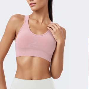 Custom Front Logo Womens High Support Breathable Racerback Yoga <b>Running</b> Sports Bra with Removable <b>Pads</b> - Product Image 4