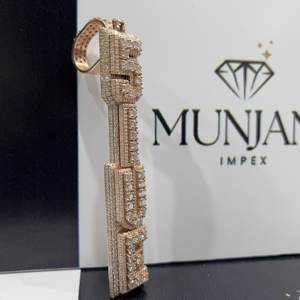 Colgante de Lujo para Hombre, Estilo Hip Hop, con Nombre y Número Personalizados, Diamante Certificado IGI, Plata S925, Chapado en Oro Rosa, Diamantes VVS - Product Image 3