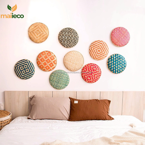 Mantel Individual de bambú tejido colorido ecológico, bandeja circular, decoración de pared para mesa de comedor, bandejas de bambú coloridas - Product Image 3