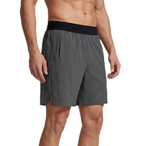 Shorts d'été pour hommes SK, grande taille, couleur unie, double couche, avec cordon de serrage, décontractés, pour l'entraînement, séchage rapide, fitness, yoga, en maille tricotée, avec logo central - Product Image 3