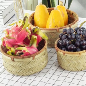 Handmade Bamboo Storage <b>Baskets</b> Woven Wicker Platter Bowl <b>Tray</b> for Kitchen Housewarming Home Decor Accessory - Product Image 6