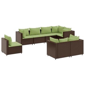 Ensemble de 8 chaises longues de patio en rotin PE brun avec structure en acier thermolaqué pour jardin - Product Image 2