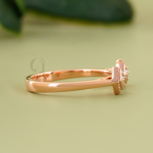 Solid 14K Yellow Gold Lab Grown Diamond <b>Ring</b> 0.15CT Round Cut VVS VS DEF Clarity Geometric <b>Open</b> Band Modern Fine Jewelry Daily - Product Image 2