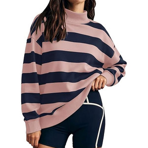 Sweat-shirt à col montant pour femme moderne, pull oversize en coton à manches longues, décontracté, pour la gym, le fitness, le sport, le streetwear, vêtements de mode - Product Image 1
