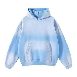 Wholesale 100% Cotton Men's Zip-Up Hoodie Streetwear Heavyweight Embroidery Patch Sunfade Custom OEM Design - Product Image 2