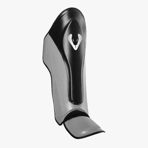 Protège-tibias Venomous Fight Gear en cuir PU noir et gris, ajustables avec fermeture auto-agrippante, protection légère pour adultes - Product Image 3