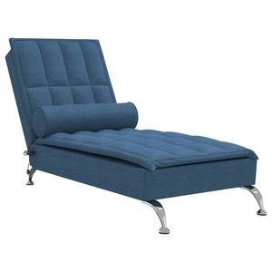 Chaise-Lounge massaggiante in tessuto blu con comodo lettino per il relax - Product Image 2