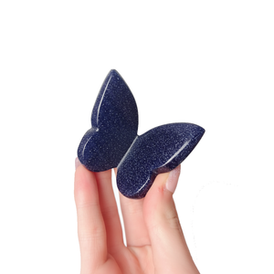 Papillon volant en cristal de haute qualité, pierre de guérison en pierre d'or bleue, ailes sculptées en 3D, décoration intérieure, vente en gros - Product Image 1