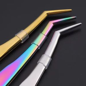 Juego de Pinzas para Pestañas de Acero Inoxidable de Precisión, Puntas Suaves, Colores Dorado, Plateado y Arcoíris para Uso Estético - Product Image 2