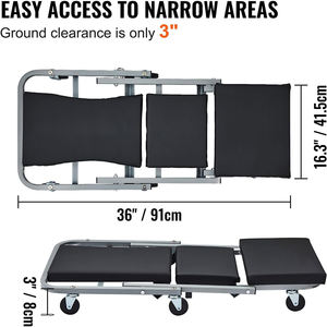 Asiento de taller 2 en 1 Z Creeper plegable para reparación de automóviles, capacidad 300 libras, asiento acolchado, estructura de acero, giratorio portátil, negro GAPGAR044 - Product Image 5