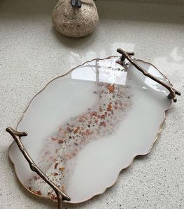 Best Selling Modern Handmade Resin <b>Tray</b> Home Decor <b>Organizer</b> for Vanity <b>Desk</b> Tabletop Available at Excellent Price - Product Image 2