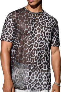 Camiseta gótica con estampado de leopardo para hombre, ropa de verano de manga corta con cuello redondo, holgada, antiarrugas, de terciopelo - Product Image 2