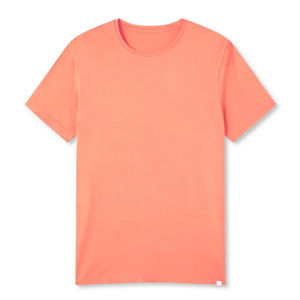 Camiseta de algodón de manga corta con cuello redondo para hombre, color coral, corte regular, estilo casual de punto jersey. - Product Image 1