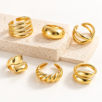 ChuYao Lot de 6 bagues empilables en alliage de zinc plaqué or 18 carats pour femme, bagues de déclaration pour le pouce, certifiées REACH, vente en gros