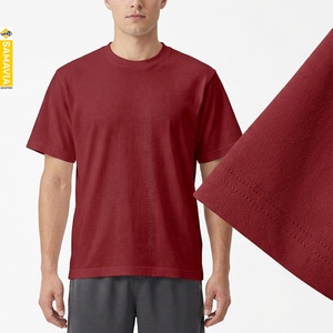 เสื้อยืดคอกลมแขนสั้นสีแดงล้วนสำหรับผู้ชาย SAMAVIA ผ้าเจอร์ซีย์คอตตอน 100% ทรงปกติ สไตล์ลำลอง จากผู้ผลิต - Product Image 5